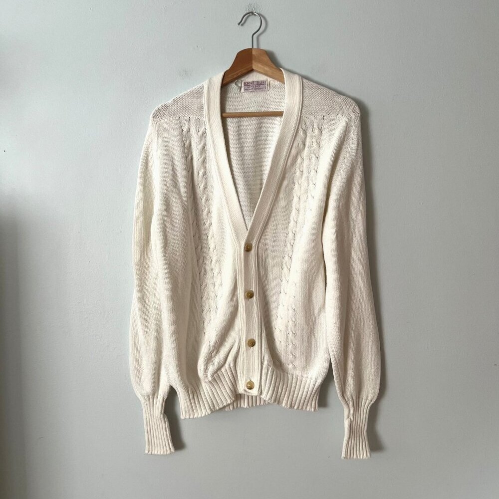 Vintage Bonwit Teller Scotland Cotton Cardigan Grandpa Sweater Men's Size M/L